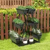 Hivvago 3-tier Vertical Raised Garden Bed With 4 Wheels And 6 Container Boxes-black
