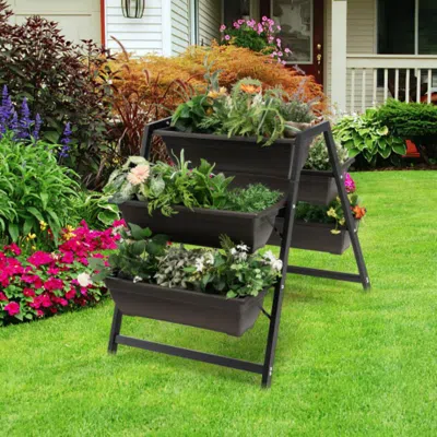 Hivvago 3-tier Vertical Raised Garden Bed With 5 Plant Boxes In Black
