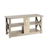 Hivvago 3 Tier Wood Tv Stand For 55-inch With Open Shelves And X-shaped Frame In Brown