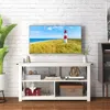 Hivvago 3 Tier Wood Tv Stand For 55-inch With Open Shelves And X-shaped Frame-white