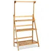 Hivvago 3 Tiers Bamboo Hanging Folding Plant Shelf Stand