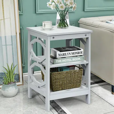Hivvago 3 Tiers Nightstand Sofa Side End Accent Table-gray