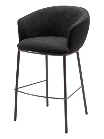 Hivvago 30" Black And Bronze Shearling And Steel Bar Height Bar Chair