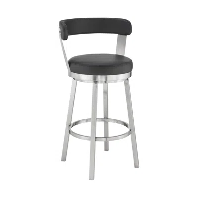 Hivvago 30" Black And Silver Iron Swivel Backless Bar Height Bar Chair