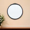 Hivvago 30" Black Crowned Top Antiqued Glass Round Framed Accent Mirror In White
