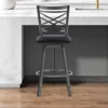 Hivvago 30" Black Faux Leather And Iron Bar Height Swivel Bar Chair In Black