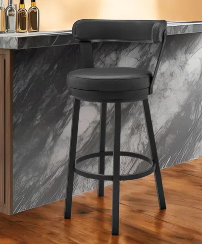 Hivvago 30" Black Faux Leather And Steel Low Back Bar Height Swivel Bar Chair