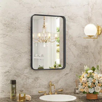 Hivvago 30" Black Metal Framed Bathroom Vanity Mirror