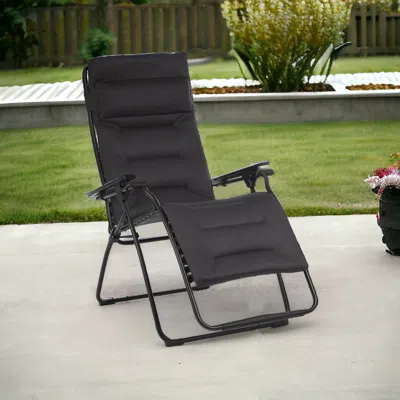 Hivvago 30" Black Steel Outdoor Zero Gravity Chair With Black Cushion