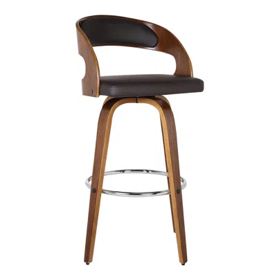 Hivvago 30" Brown Solid Wood Swivel Low Back Bar Height Bar Chair