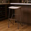 Hivvago 30" Cream And Gold Iron And Fabric Backless Bar Height Bar Chair In Brown