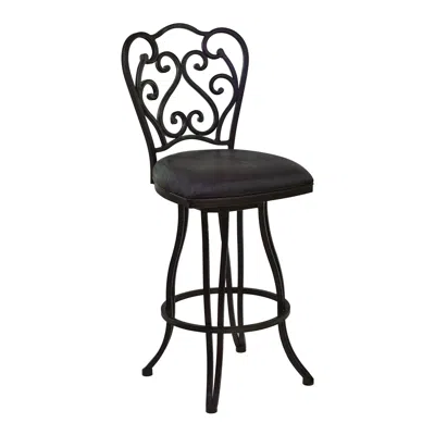 Hivvago 30" Espresso Iron Swivel Bar Height Bar Chair In Black