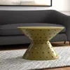 Hivvago 30" Gold Iron Round Pedestal Coffee Table In Green