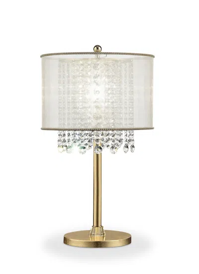 Hivvago 30" Gold Metal Novelty Bedside With White Drum Shade
