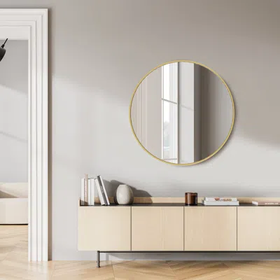 Hivvago 30" Gold Metal Round Framed Bathroom Vanity Mirror
