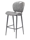 Hivvago 30" Gray And Black Faux Leather And Steel Low Back Bar Height Bar Chair In Gray