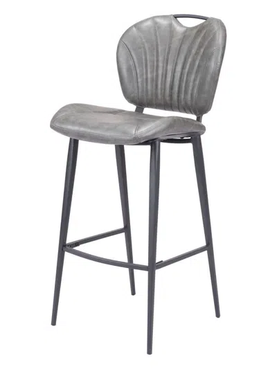 Hivvago 30" Gray And Black Faux Leather And Steel Low Back Bar Height Bar Chair
