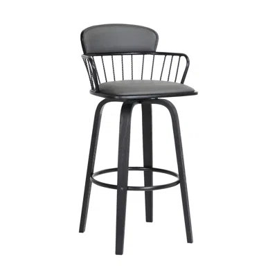 Hivvago 30" Gray And Black Faux Leather Swivel Low Back Bar Height Bar Chair