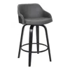 Hivvago 30" Gray And Black Iron Swivel Low Back Bar Height Bar Chair In Gray