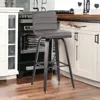 Hivvago 30" Gray And Black Iron Swivel Low Back Bar Height Bar Chair In Gray