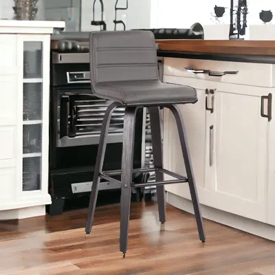 Hivvago 30" Gray And Black Iron Swivel Low Back Bar Height Bar Chair