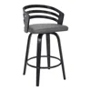 Hivvago 30" Gray And Black Iron Swivel Low Back Bar Height Bar Chair In Gray