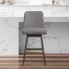 Hivvago 30" Gray And Brown Fabric And Solid Wood Swivel Bar Chair In Gray