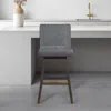 Hivvago 30" Gray And Brown Solid Wood Swivel Bar Chair In Gray