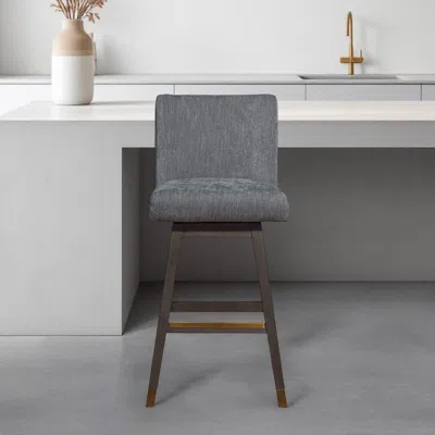 Hivvago 30" Gray And Brown Solid Wood Swivel Bar Chair