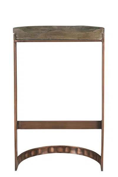 Hivvago 30" Gray And Copper Iron Backless Bar Height Bar Chair In Brown