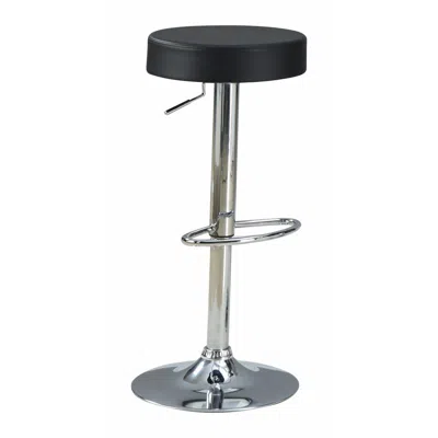Hivvago 30 Inch Backless Adjustable Bar Stool, Black Vegan Faux Leather,chrome Base