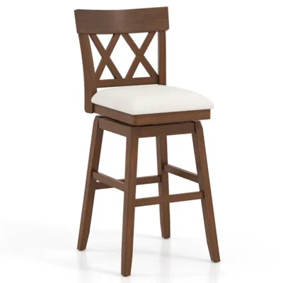 Hivvago 30 Inch Bar Stool With Contoured Backrest And Swivel Padded Seat In Brown