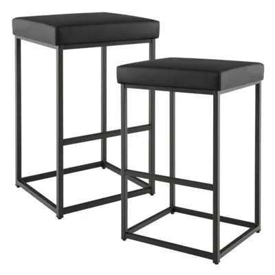 Hivvago 30 Inch Barstools Set Of 2 With Pu Leather Cover-black