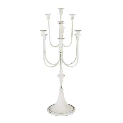 Hivvago 30 Inch Classic 11 Light Candelabra, Curved Arms, White Iron Frame