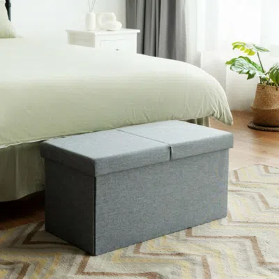 Hivvago 30 Inch Folding Storage Ottoman With Lift Top-light Gray