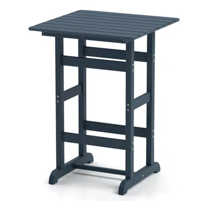 Hivvago 30 Inch Square Bar Table Dining Table With Slatted Tabletop For Poolside