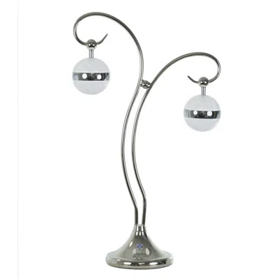 Hivvago 30 Inch Table Lamp, Accent Led Light, Globe Glass Shade, Round Base, Nickel In Silver