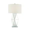 Hivvago 30 Inch Table Lamp, Geometric Mirrored Base, Set Of 2, Glass, Clear In White