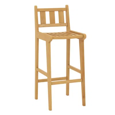Hivvago 30 Inch Teak Wood Bar Chair With Footrest And Backrest For Deck Poolside Garden In Brown