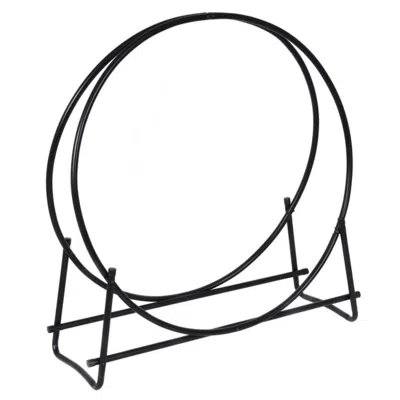 Hivvago 30-inch Tubular Steel Log Hoop Firewood Storage Rack In Black