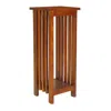 Hivvago 30 Inch Wooden Flower Stand With Bottom Shelf And Slatted Sides, Brown In Brown