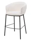 Hivvago 26" Ivory And Black Shearling And Steel Counter Height Bar Chair In White
