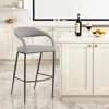 Hivvago 30" Light Gray And Black Faux Leather And Iron Low Back Bar Height Bar Chair In Gray