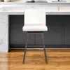 Hivvago 30" Pearl And Gray Upholstered And Solid Wood Bar Height Swivel Bar Chair In White