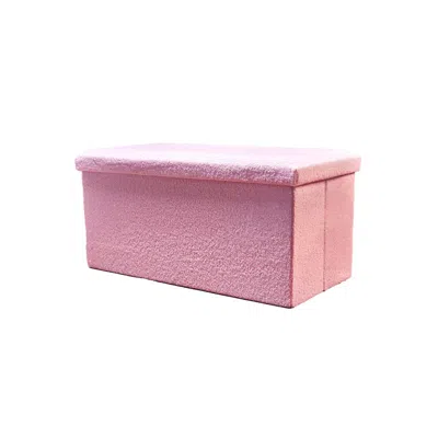 Hivvago 30" Pink Boucle Storage Ottoman