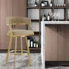 Hivvago 30" Sand And Gold Faux Leather And Stainless Steel Low Back Bar Height Swivel Bar Chair In Green