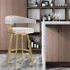 Hivvago 30" Taupe And Gold Fabric And Stainless Steel Low Back Bar Height Swivel Bar Chair In Multi