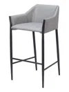 Hivvago 30" Slate Gray And Black Fabric And Steel Bar Height Bar Chair In Gray