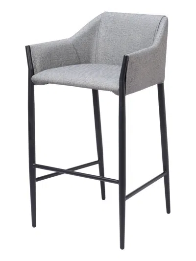 Hivvago 30" Slate Gray And Black Fabric And Steel Bar Height Bar Chair