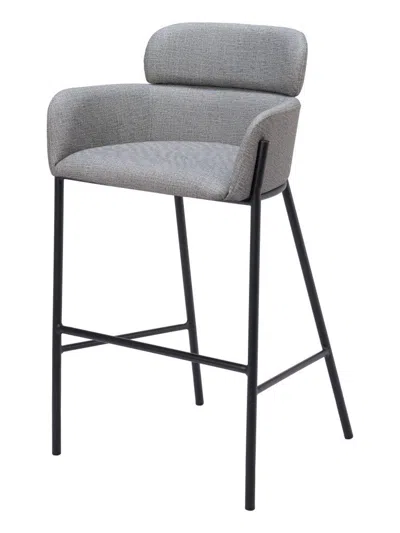 Hivvago 30" Slate Gray And Black Fabric And Steel Bar Height Bar Chair